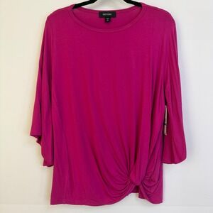 Karen Kane Womens Fuchsia Magenta Flare Sleeve Top 0X Made in USA Flowy Boho $98